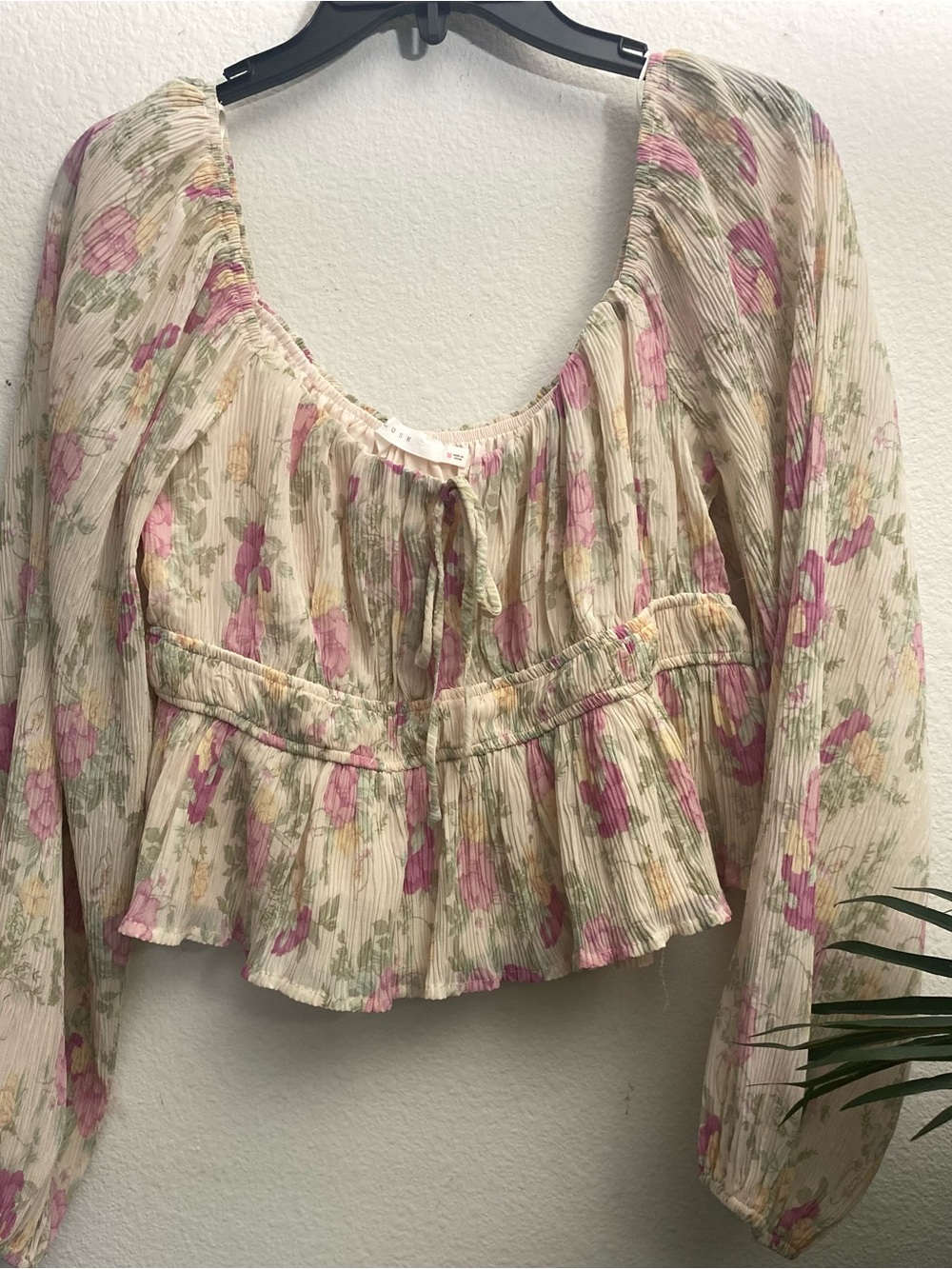 Floral long sleeve Blouse - Pink/Cream
